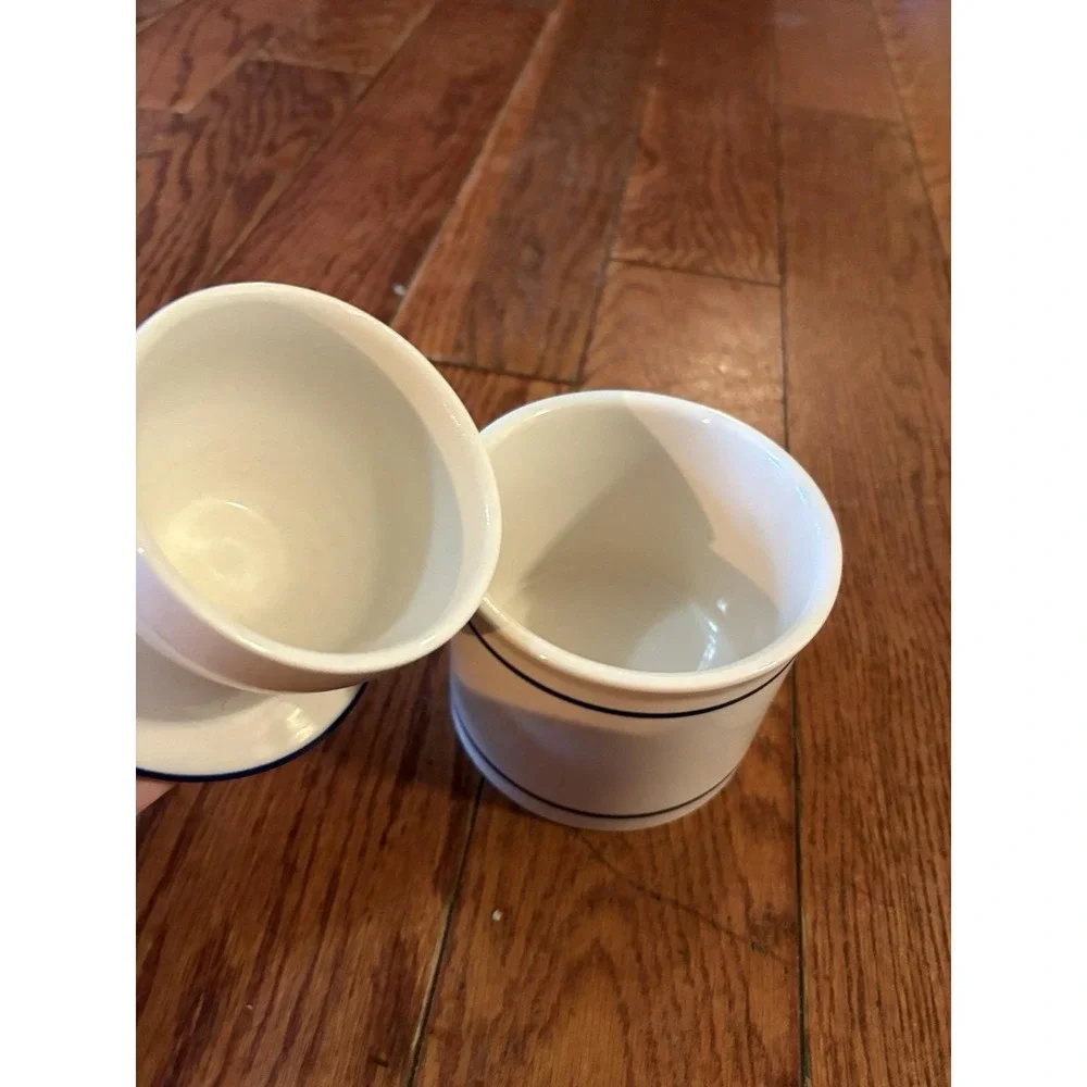 White and Blue Butter-bell Crock Pottery Will Ship‎ In 24 Hours